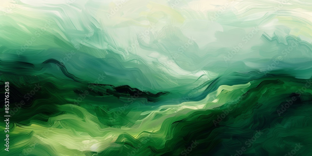 Abstract bright background in green tones, waves of oil paint on canvas, oil painting. Abstract bright background in green tones, waves of oil paint on canvas, oil painting.