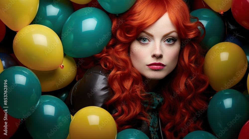 woman with balloons woman with balloons