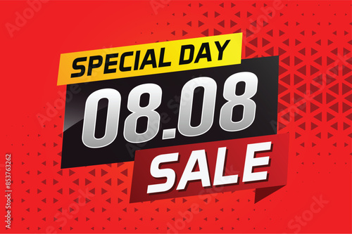 8.8 Special day sale word concept vector illustration with ribbon and 3d style for use landing page, template, ui, web, mobile app, poster, banner, flyer, background, gift card, coupon

