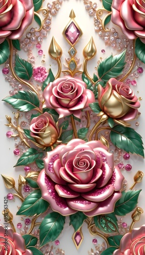 brilliant metallic glitter colorful floral background pattern © Innovation Studio