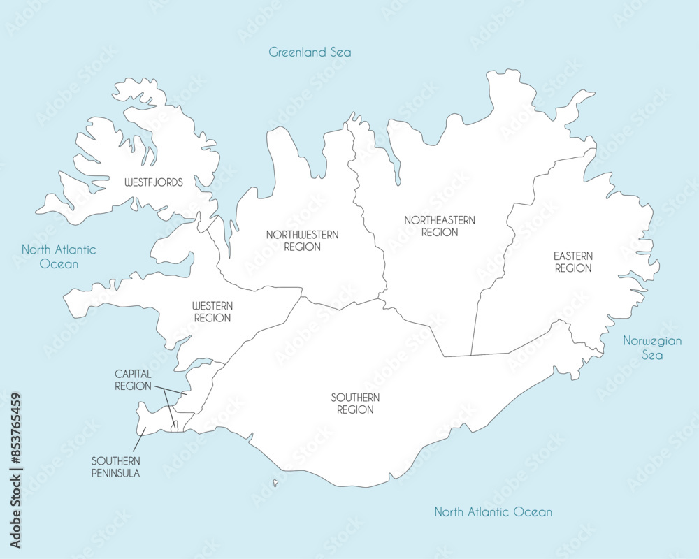 Vector map of Iceland with regions and administrative divisions. Editable and clearly labeled layers. Vector map of Iceland with regions and administrative divisions. Editable and clearly labeled layers.