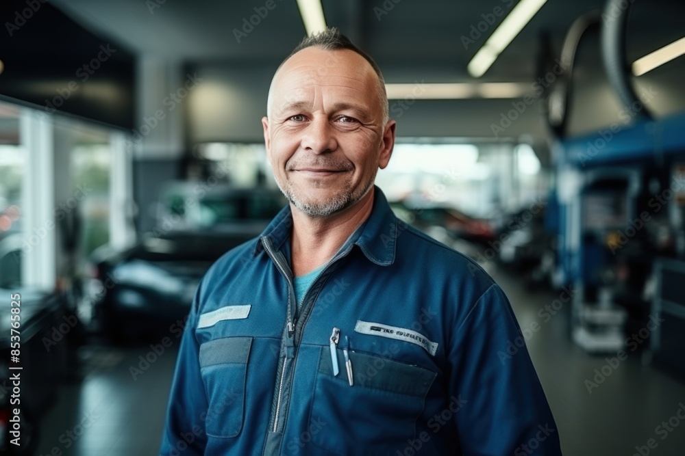 Portrait of a mechanical in a car shop. Portrait of a mechanical in a car shop.