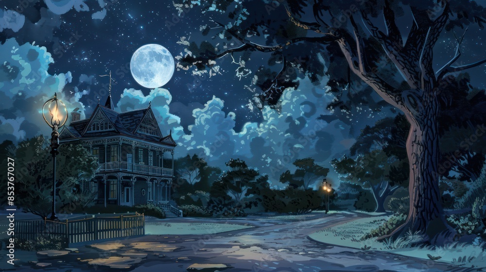 Obraz premium digital art of Stargazing victorian twilight lighting 