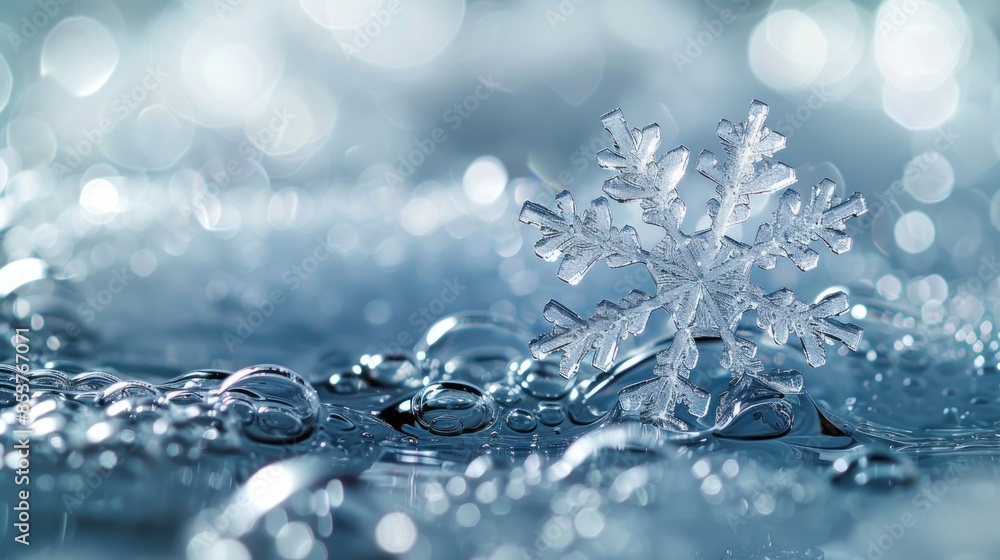 snowflake from water splash with bubbles isolated on white snowflake from water splash with bubbles isolated on white