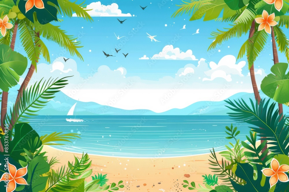 Fototapeta premium Summer Background illustration created with Generative AI