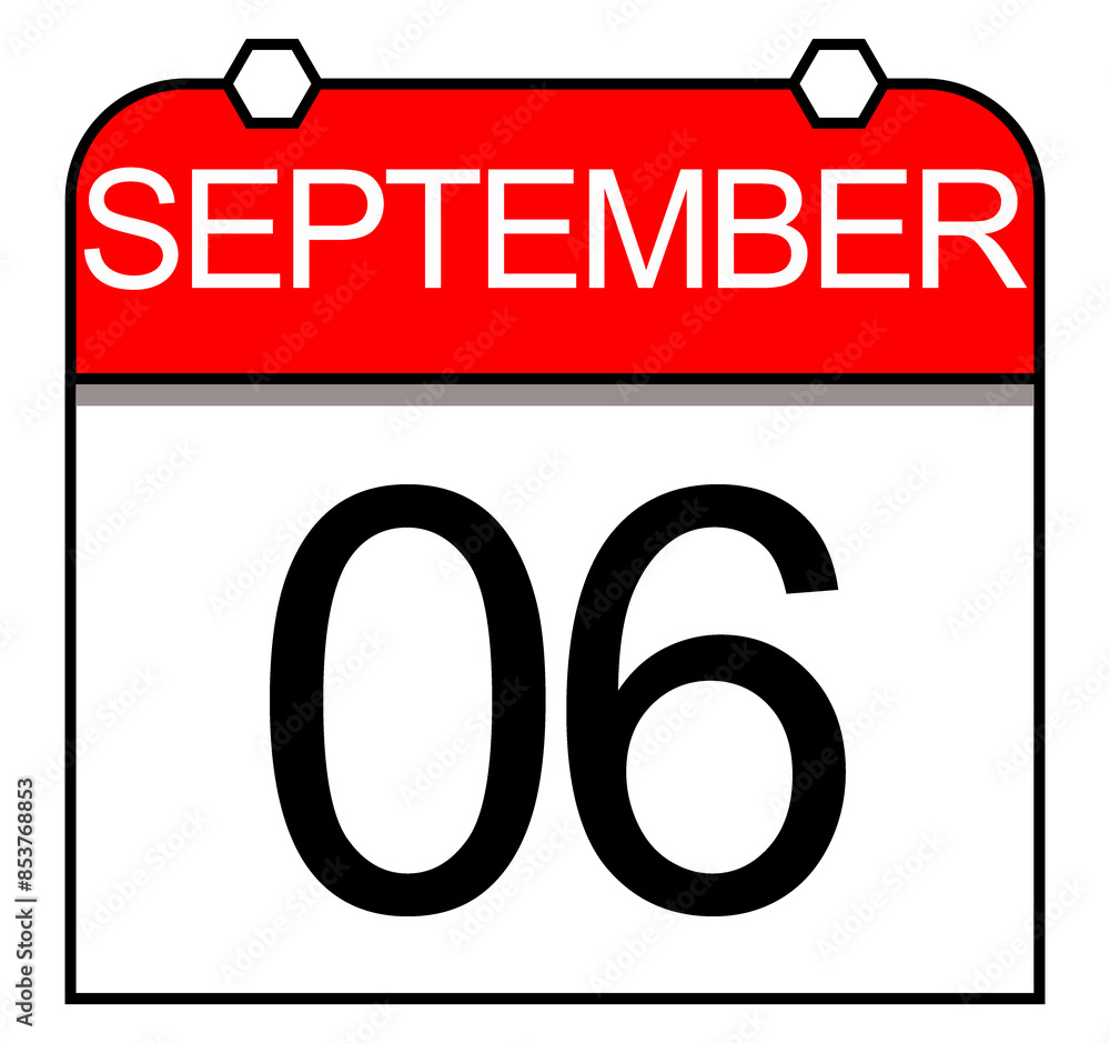 September 6. Simple wall calendar. Sixth day of the ninth month. September 6. Simple wall calendar. Sixth day of the ninth month.