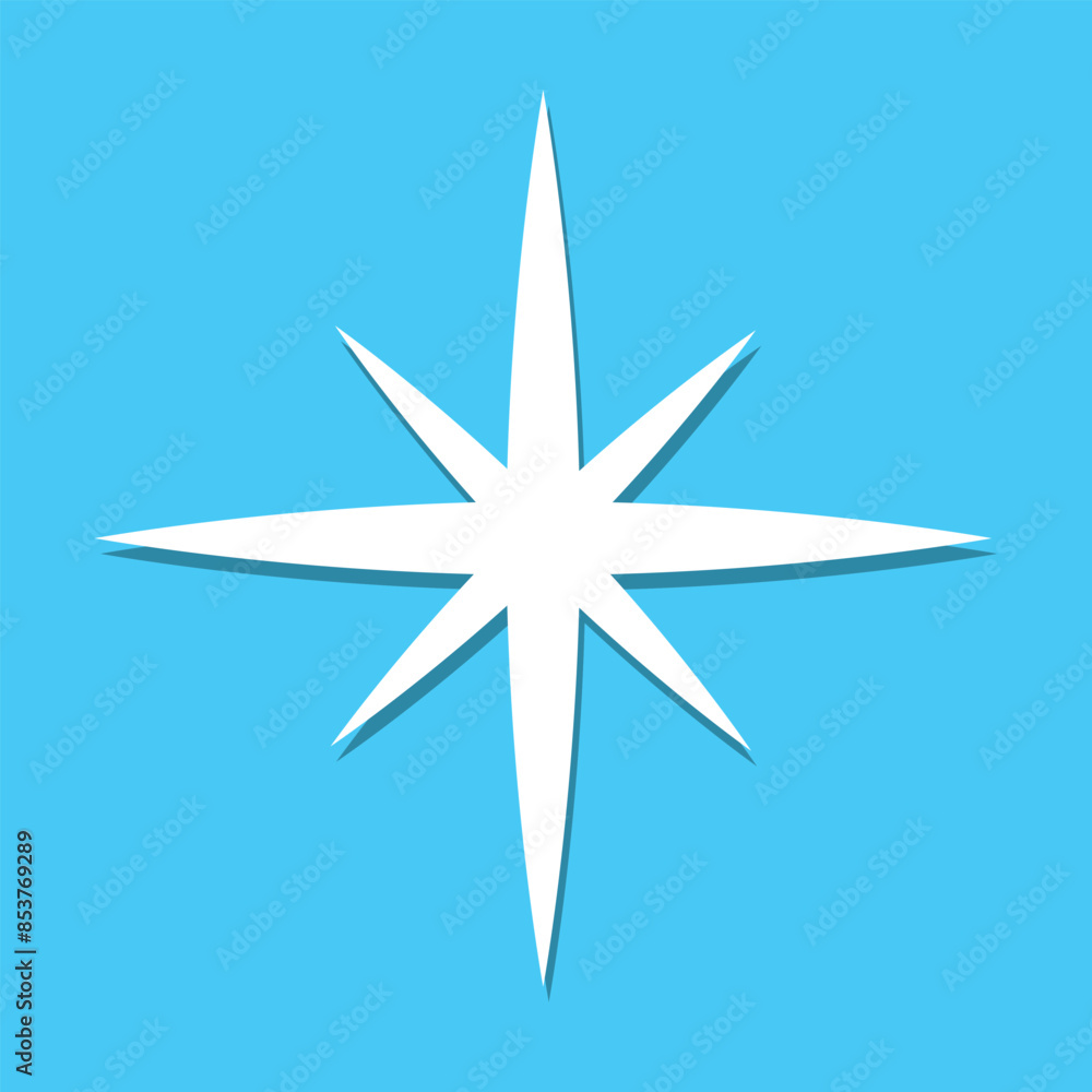 Simple star, rating symbol. White icon with shadow on sky background. Vector illustration. EPS 10 Simple star, rating symbol. White icon with shadow on sky background. Vector illustration. EPS 10