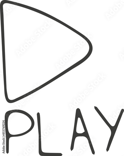 Hand drawn play icon. Vector picture, doodle style. 