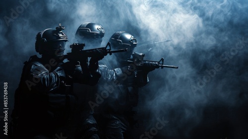 Obraz na płótnie Special police force SWAT tactical team in team action w salonie