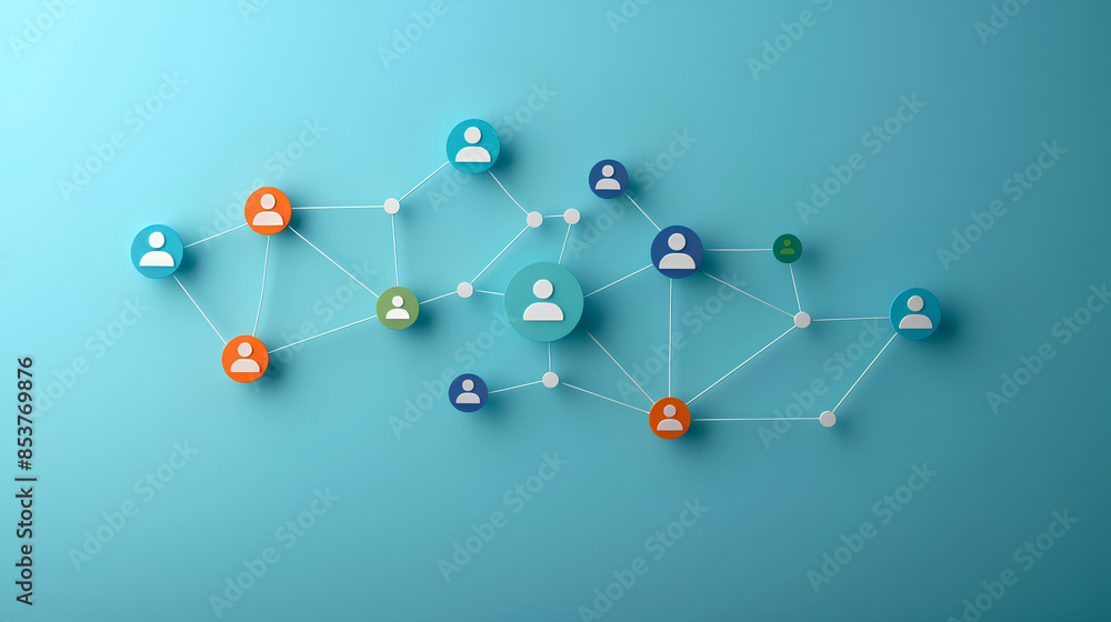 a minimalist image with people icons connected by lines of varying styles a minimalist image with people icons connected by lines of varying styles