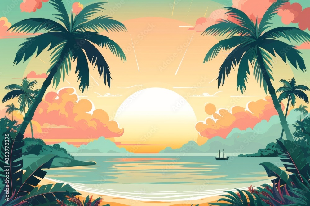 Obraz premium Summer Background illustration created with Generative AI