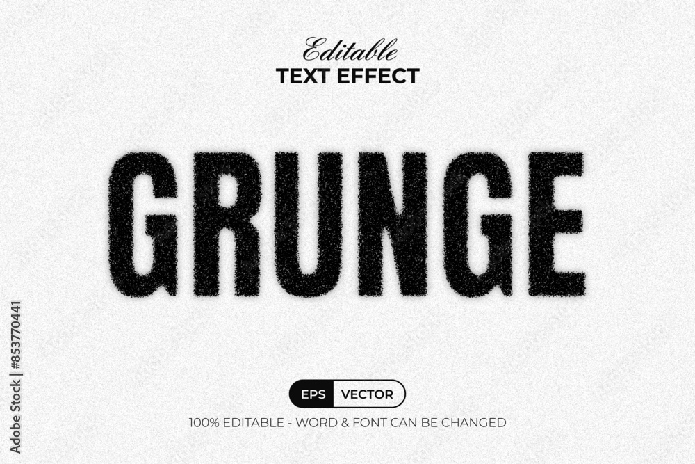 Grunge Text Effect Style. Editable Text Effect Vector.