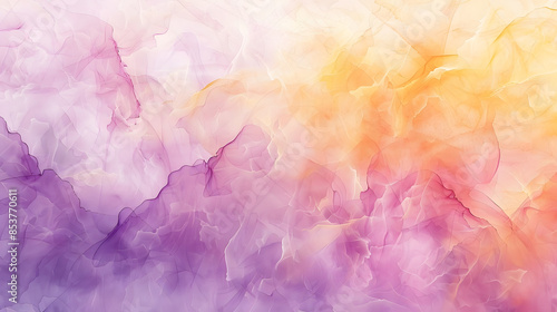 Soft hues of light purple pink rose peach yellow and vanilla blend in an abstract watercolor painting offering a versatile art background for design purposes The color gradient creates age © Prasanth