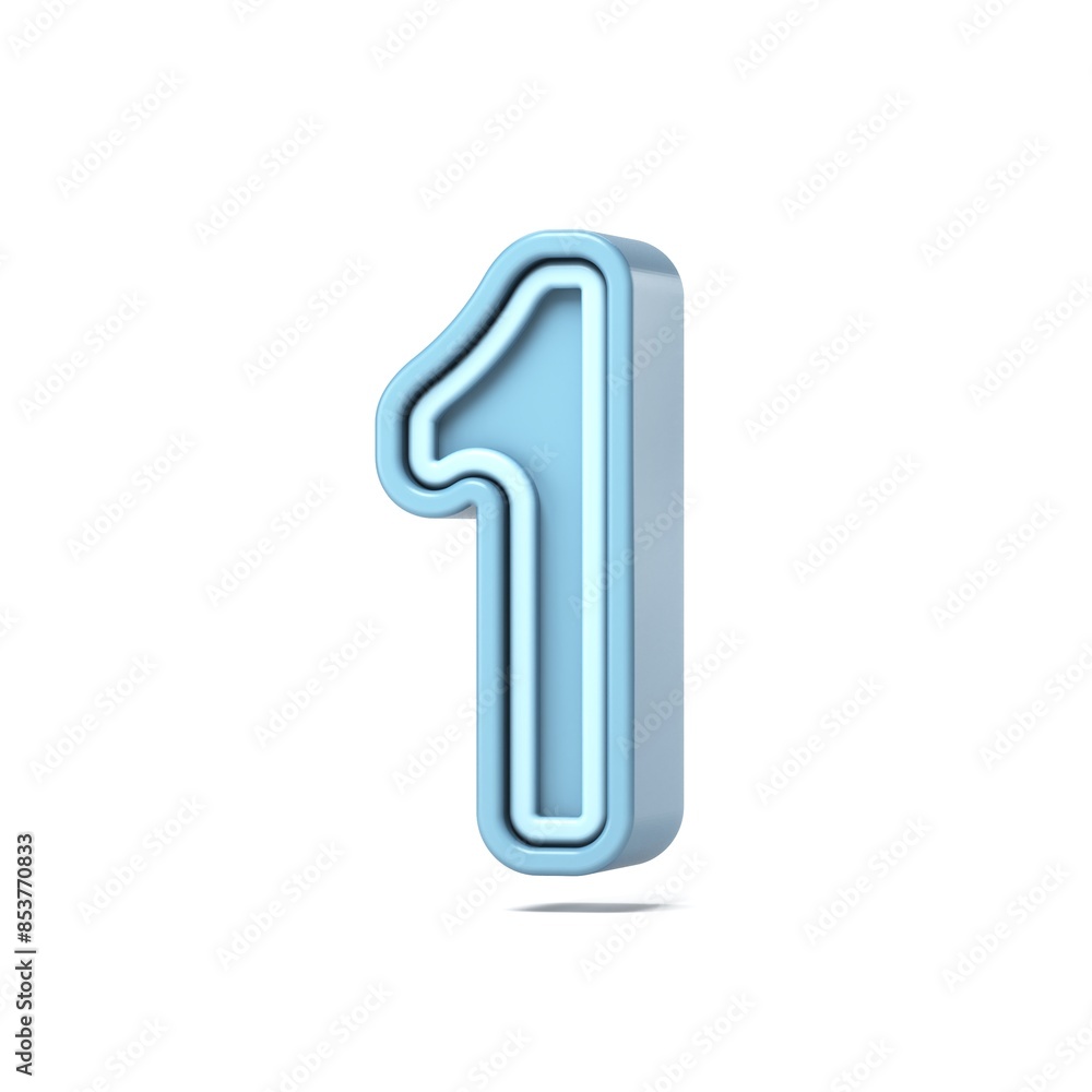 Pastel blue font Number 1 ONE 3D Pastel blue font Number 1 ONE 3D
