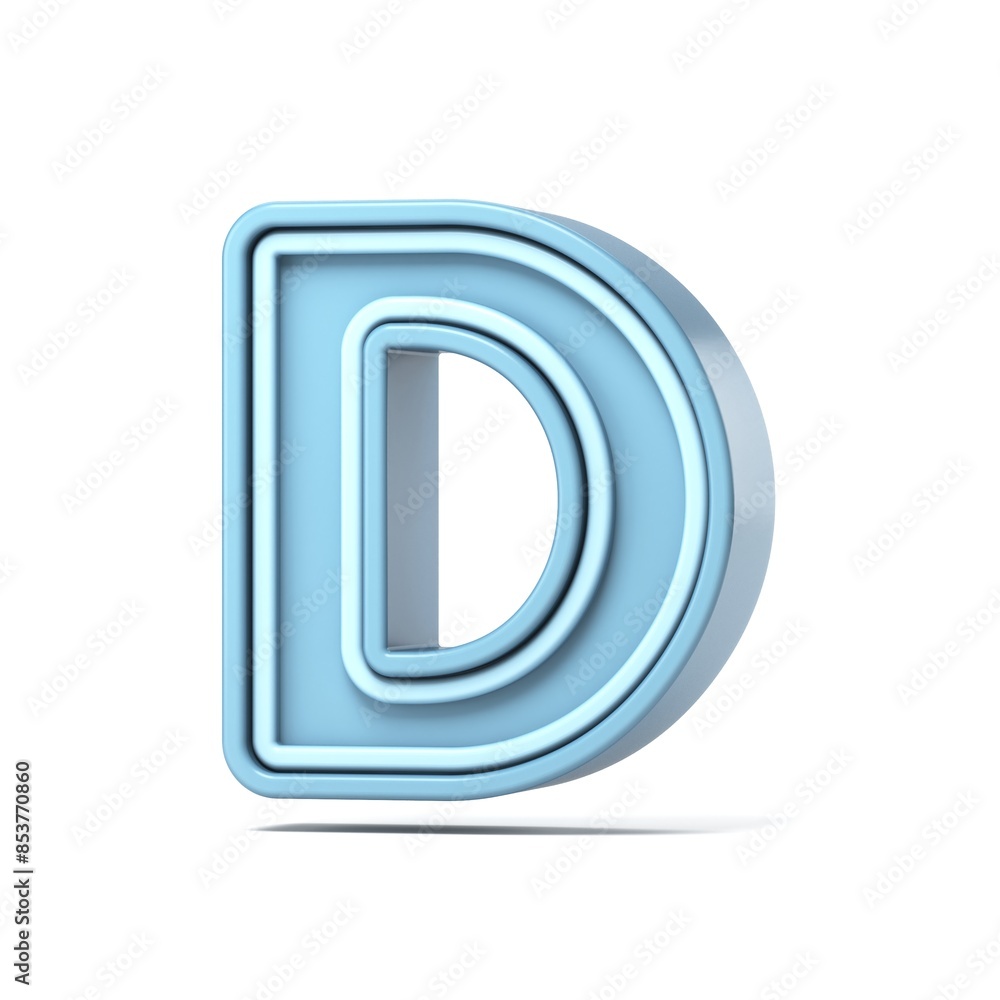 Pastel blue font Letter D 3D Pastel blue font Letter D 3D