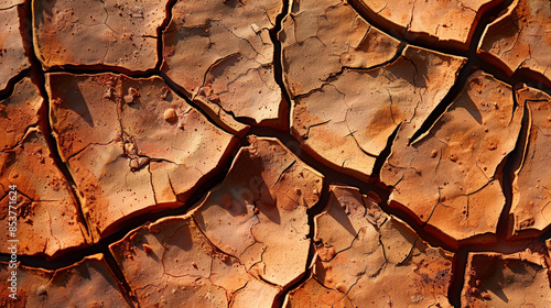 Brown dry soil background At the top view texture