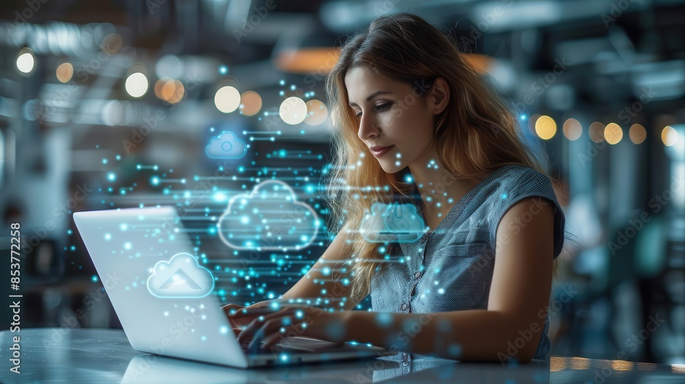 Female professional using a laptop