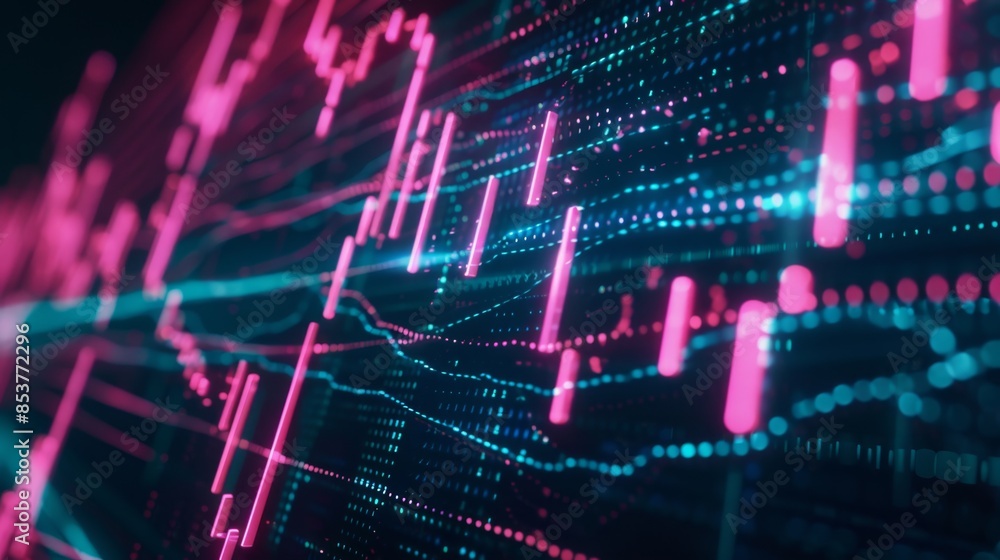 Abstract Data Visualization with Neon Lights, Generative AI Abstract Data Visualization with Neon Lights, Generative AI