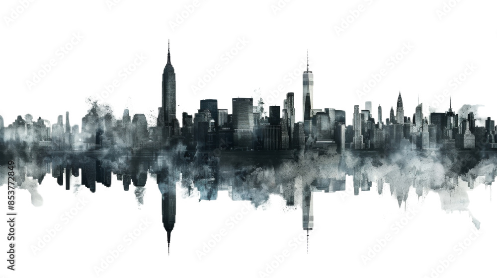 Silhouette of Chicago skyline on white background Silhouette of Chicago skyline on white background