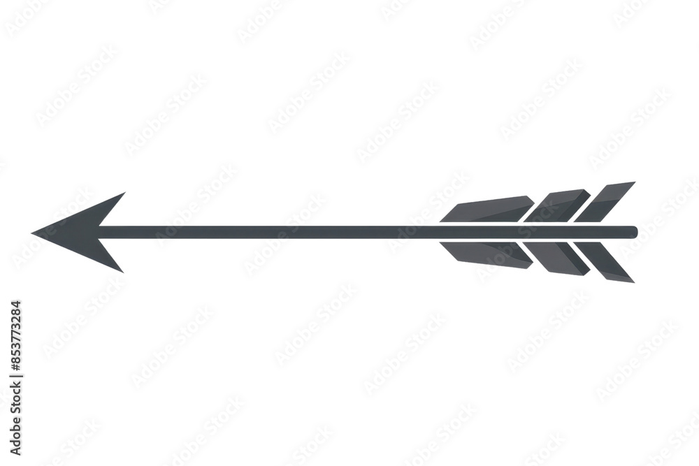 Illustration of a black arrow pointing left with detailed fletching, perfect for direction and navigation themed designs and projects. Illustration of a black arrow pointing left with detailed fletching, perfect for direction and navigation themed designs and projects.