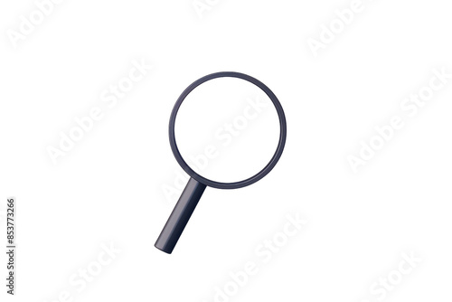 High quality image of a magnifying glass icon, isolated on a transparent background, perfect for search and analysis concept designs.