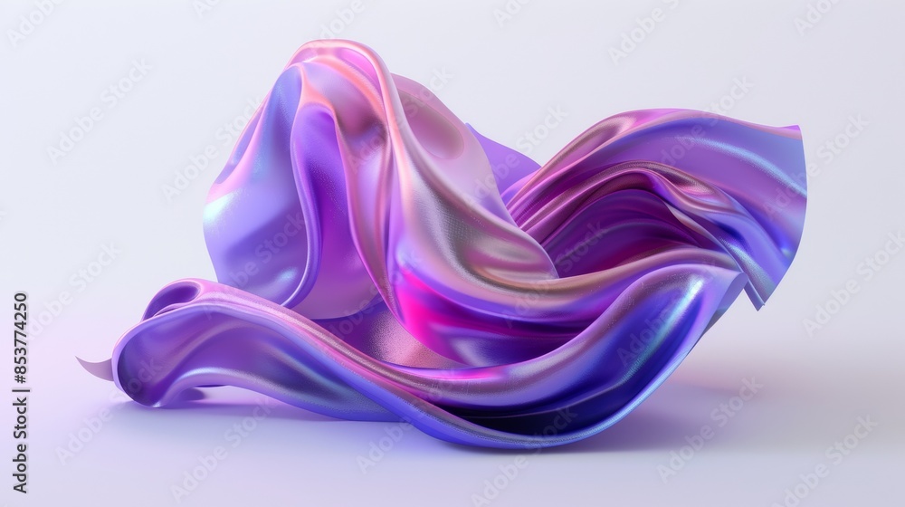 Obraz premium A purple fabric with a wave pattern is shown in a white background
