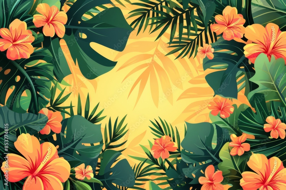 Summer Background illustration created with Generative AI Summer Background illustration created with Generative AI