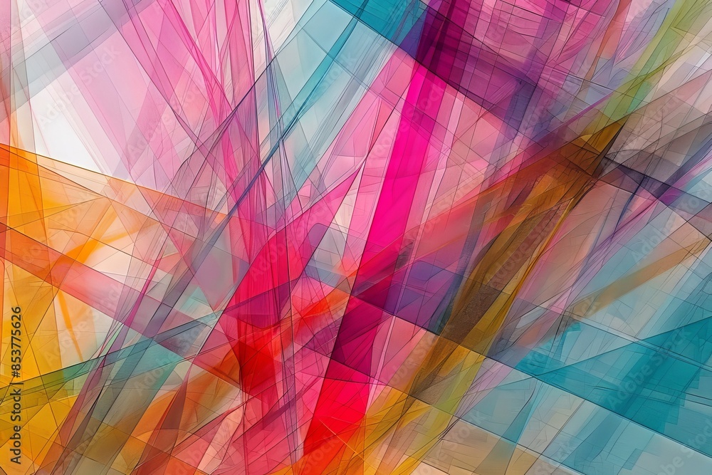 Abstract Art Background, Geometric Elements, Thin Straight Outlines Abstract Art Background, Geometric Elements, Thin Straight Outlines