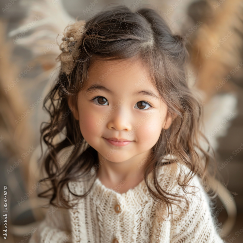 Portrait of 3-Year-Old Asian Girl with Angelic Face Portrait of 3-Year-Old Asian Girl with Angelic Face