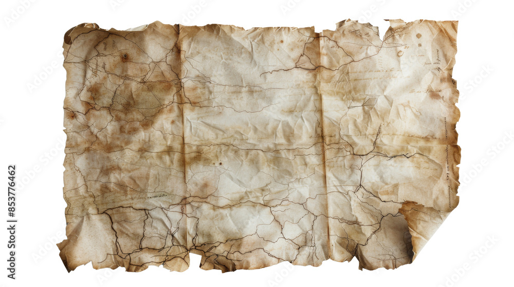 Fototapeta premium Old parchment paper on white background