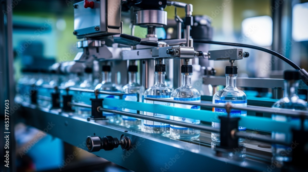 Efficient product packaging line under led lighting on conveyor belt for optimal visibility Efficient product packaging line under led lighting on conveyor belt for optimal visibility