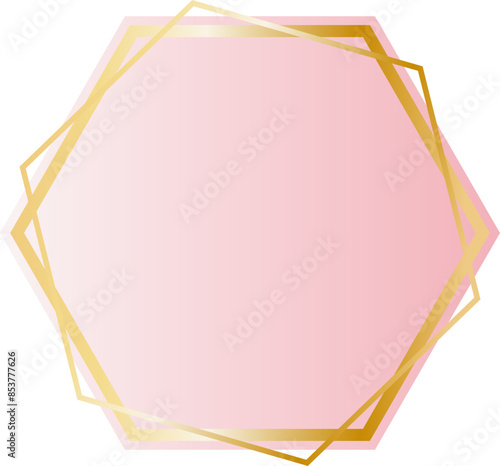 Golden hexagon pink background border