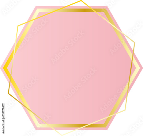 Golden hexagon pink background border