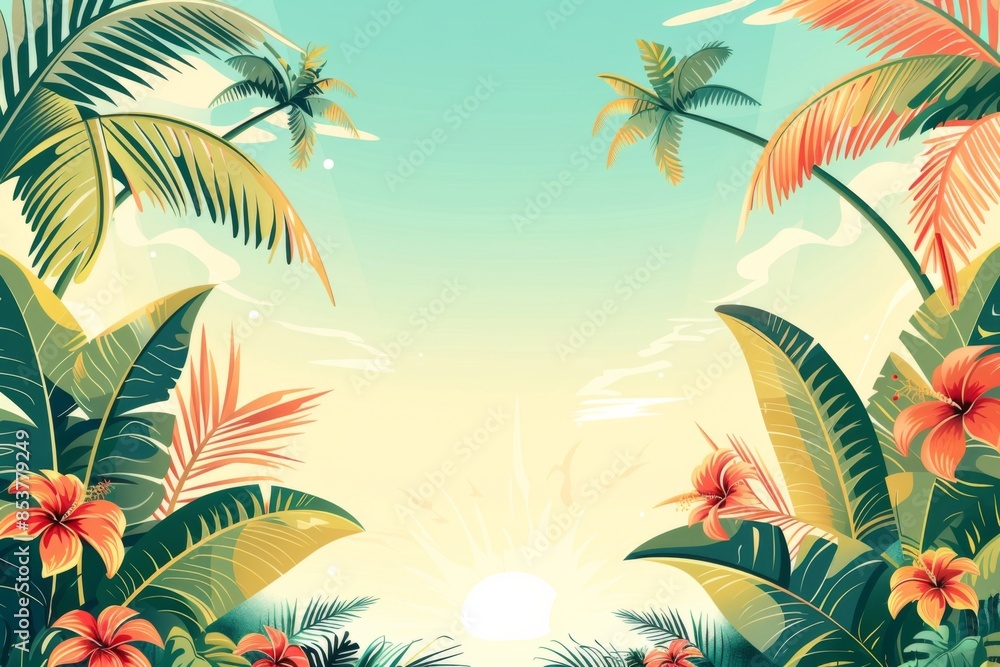 Fototapeta premium Summer Background illustration created with Generative AI