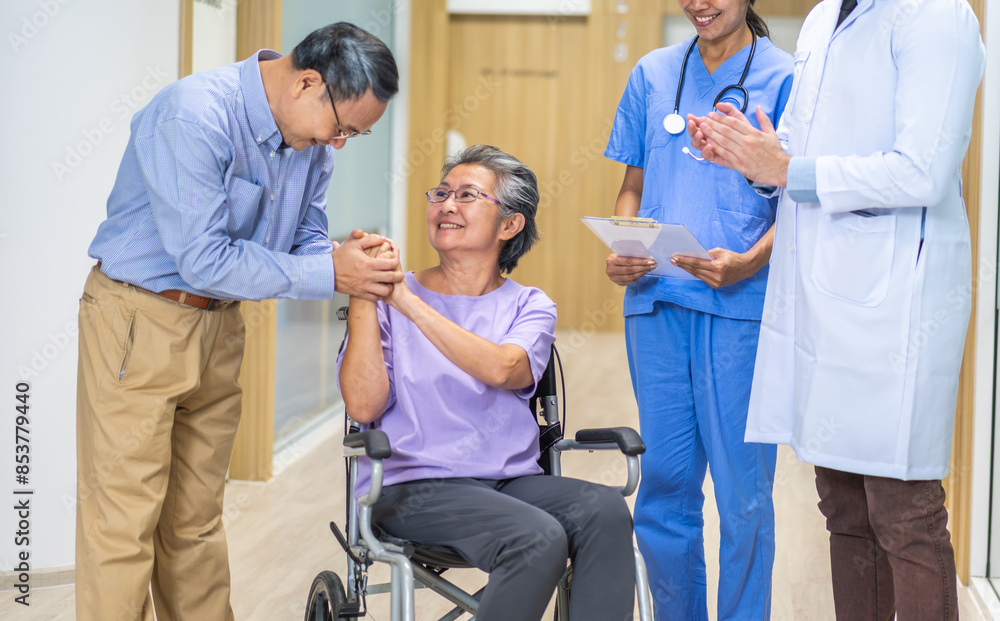 Man doctor with stethoscope service help support discussing and consulting care talk to sick senior asian woman patient in hospital,caregiver,elderly,recovery,illness insurance.healthcare and medicine Man doctor with stethoscope service help support discussing and consulting care talk to sick senior asian woman patient in hospital,caregiver,elderly,recovery,illness insurance.healthcare and medicine