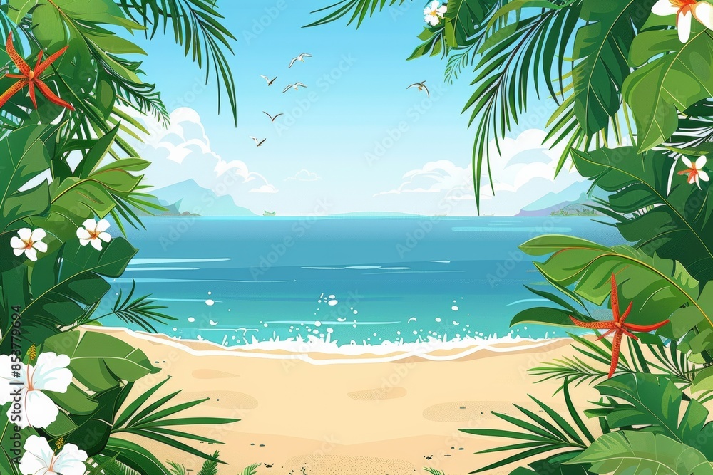 Fototapeta premium Summer Background illustration created with Generative AI