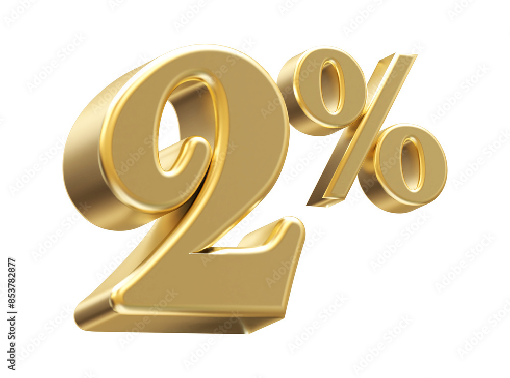 2 Percent Off Sale Gold Number 3D 2 Percent Off Sale Gold Number 3D