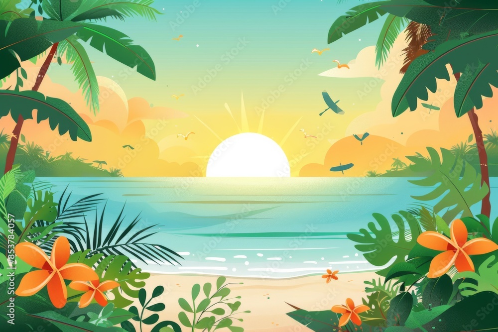 Obraz premium Summer Background illustration created with Generative AI