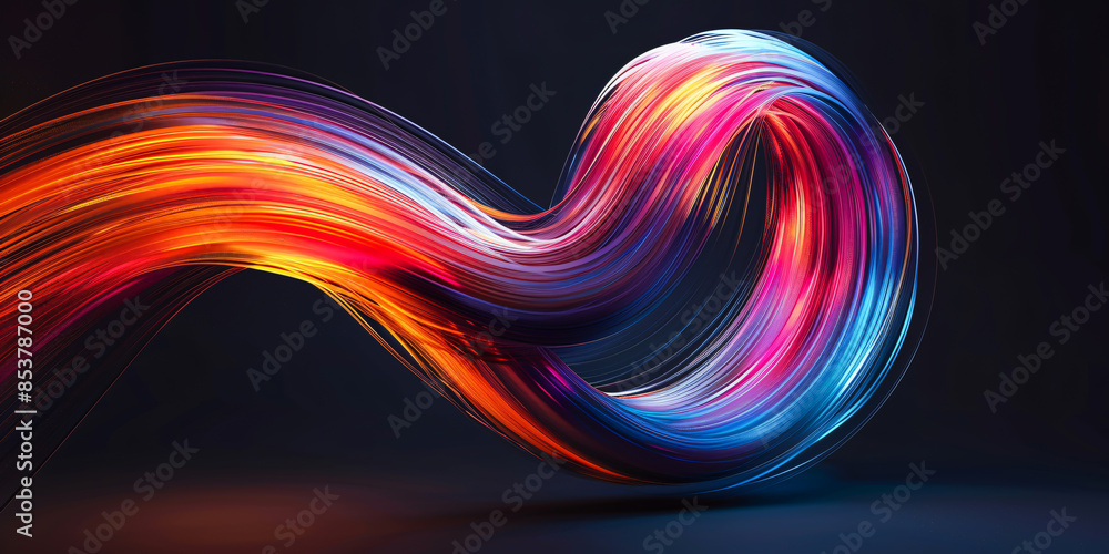 Abstract vibrant swirl of multicolored light trails on dark background, creating a dynamic and energetic visual effect. Abstract vibrant swirl of multicolored light trails on dark background, creating a dynamic and energetic visual effect.