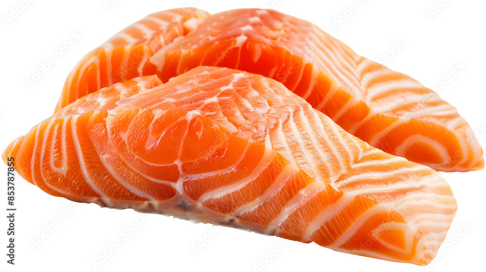 Piece of fresh salmon fillet sliced isolated on white background Piece of fresh salmon fillet sliced isolated on white background