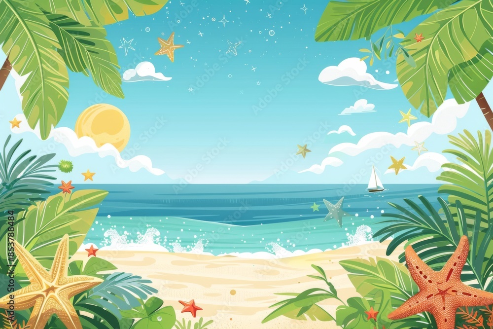 Fototapeta premium Summer Background illustration created with Generative AI
