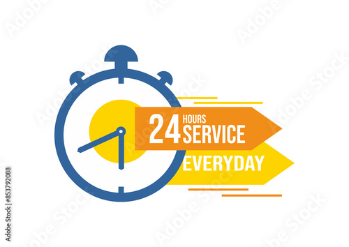24 hours icon vector sign. 24 service vector illustration isolated on background. photo