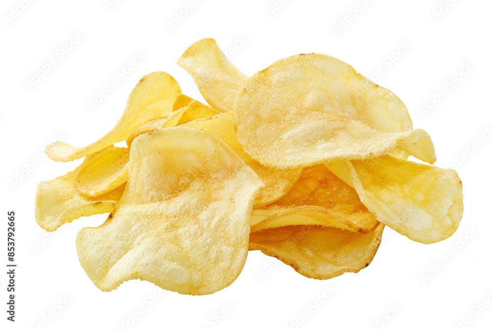 Crunchy Potato Chips Isolated on White Crunchy Potato Chips Isolated on White