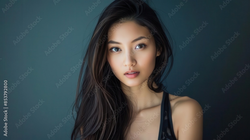 beautiful asian woman with long dark hair glamour portrait beautiful asian woman with long dark hair glamour portrait
