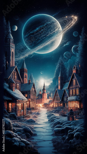 illustration of a magnificent winter landscape inspired by Vivaldi's Four Seasons. AI