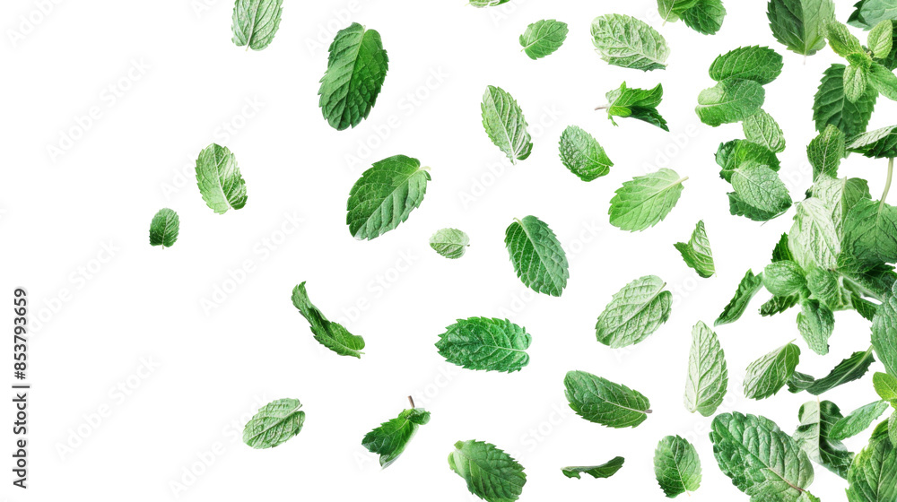 Flying mint leaves Flying mint leaves