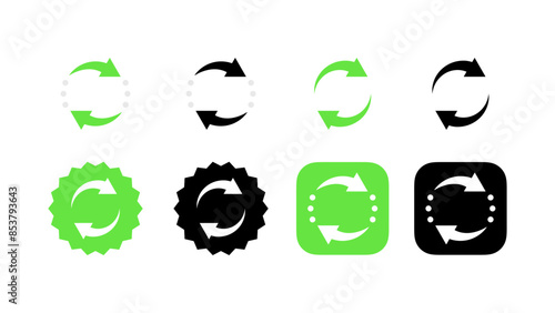 Green recycling. Recyclable icon set