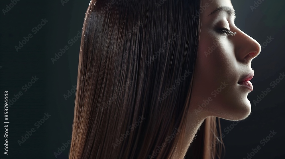 Obraz premium Fashion woman with straight long shiny hair Beauty and hair care : Generative AI