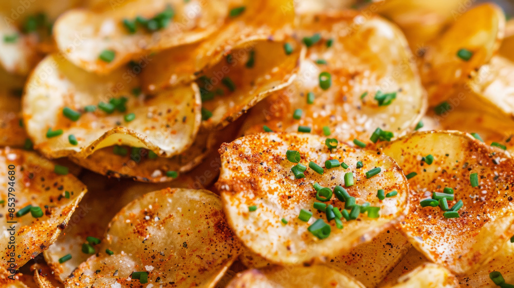Potato Chips Garnished with Paprika and Chives Potato Chips Garnished with Paprika and Chives