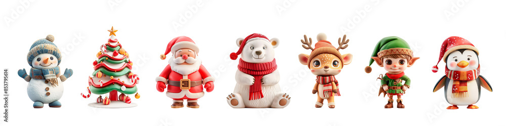 Collection of Christmas objects for mock up template design on white Collection of Christmas objects for mock up template design on white